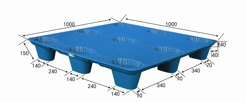 1000 × 1000 × 140 mm Nine-leg blow-molded Plastic Pallet