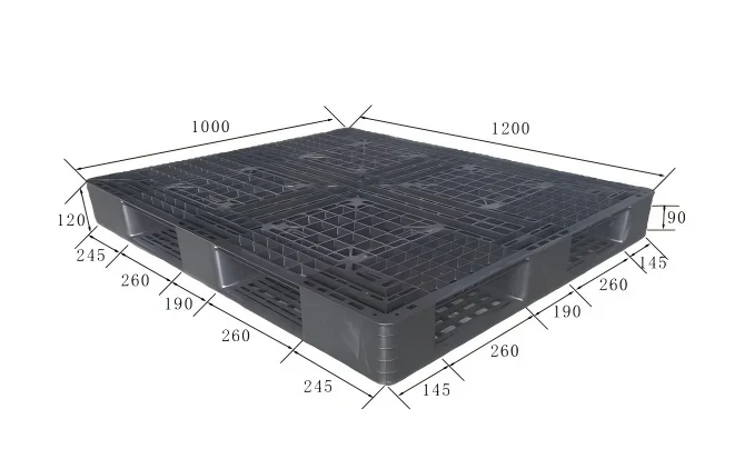 1200 × 1000 × 120 mm Full-perimeter Mesh Plastic Pallet