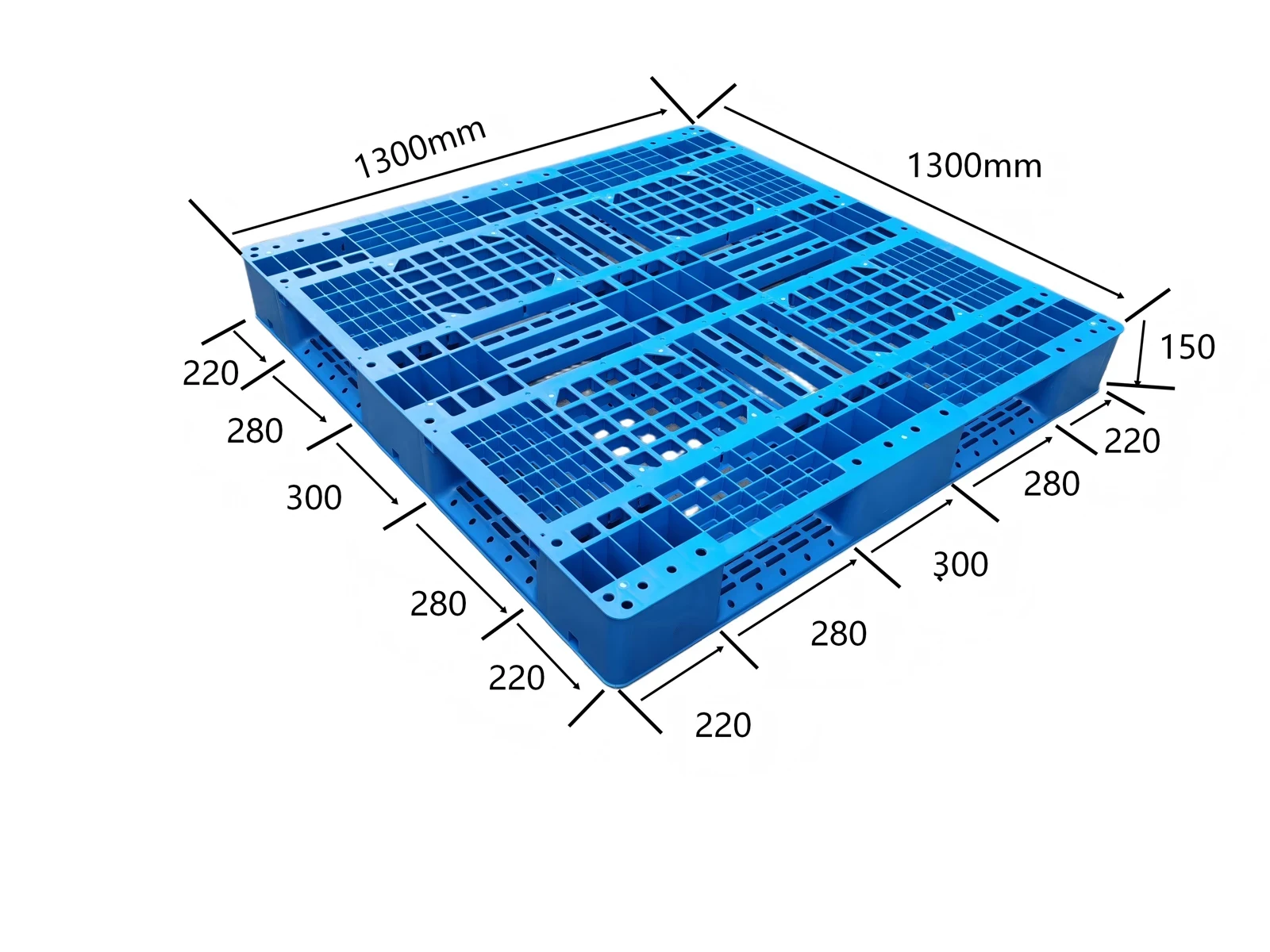 1300 × 1300 × 150 mm Full-perimeter Mesh Plastic Pallet