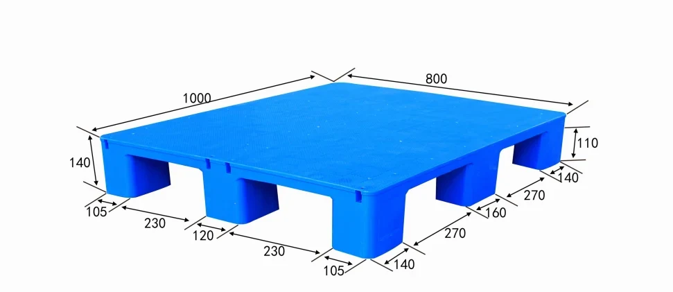 1000 × 800 × 140 mm Nine-leg Solid Plastic Pallet