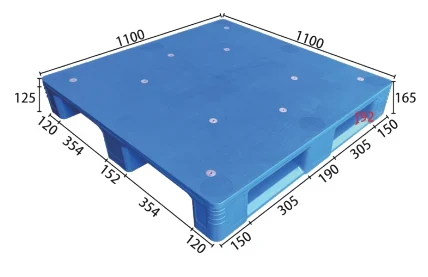 1100 × 1100 × 165 mm Three-runner Solid Plastic Pallet