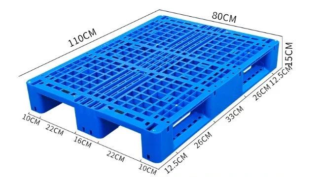 1100 × 800 × 150 mm Three-runner Mesh Plastic Pallet