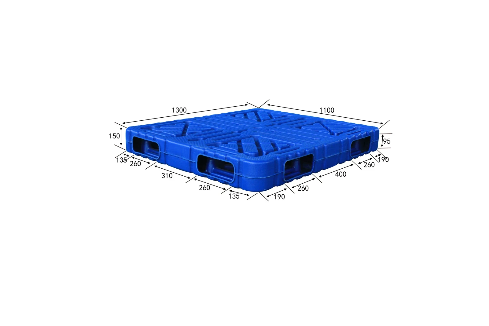 1300 × 1100 × 150 mm Double-face Plastic Pallet