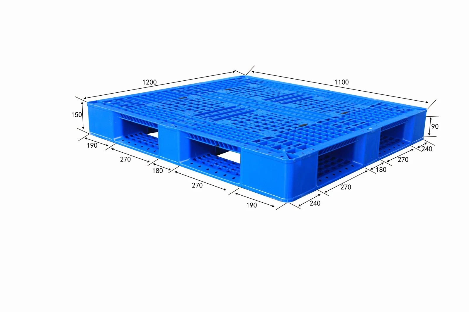 1200 × 1200 × 150 mm Full-perimeter Mesh Plastic Pallet