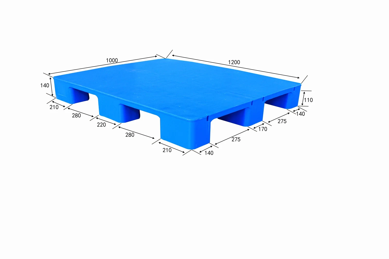 1200 × 1000 × 140 mm Nine-leg Solid Plastic Pallet