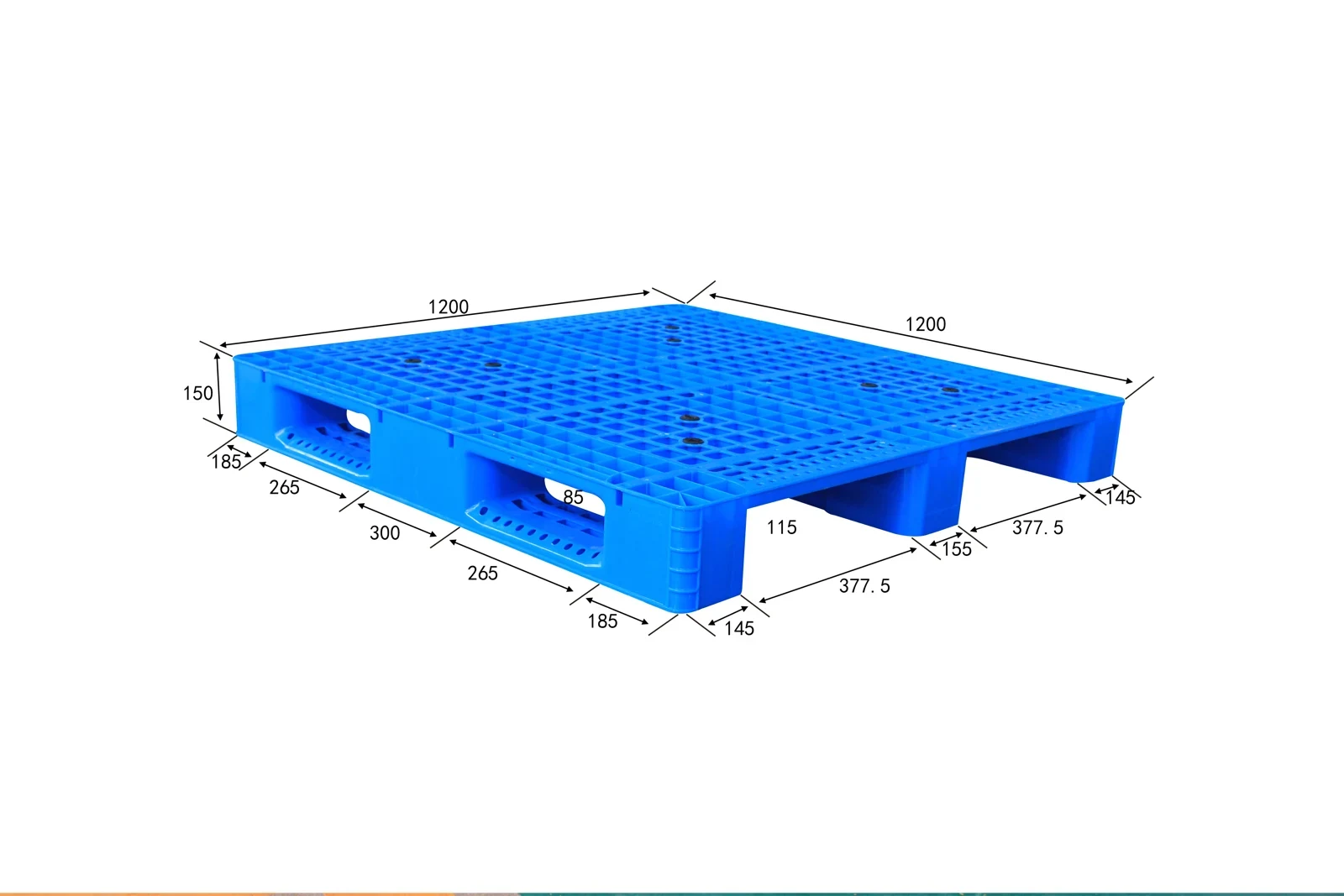 1200 × 1200 × 150 mm Three-runner Mesh Plastic Pallet